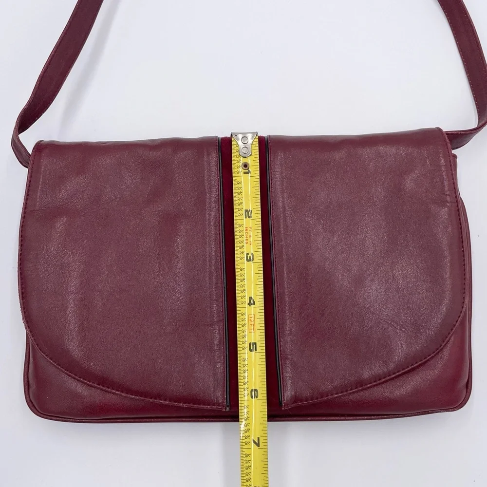 Vintage 60s 70s Stanley Blacker Designer Shoulder Bag Purse Burgundy Red Leather